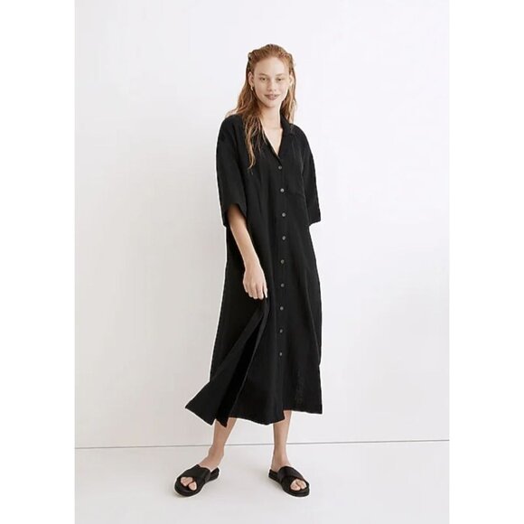 Madewell Other - MADEWELL Lightestspun Cover-Up Maxi Shirtdress Black Size Small NWT